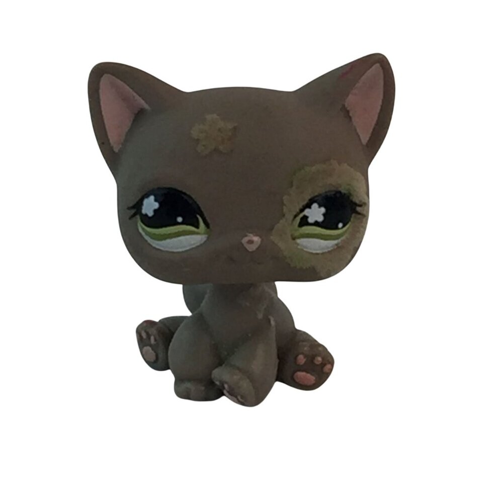 Littlest Pet Shop LPS #467 Shorthair Kitty Cat‎ Flocked Flower Eyes